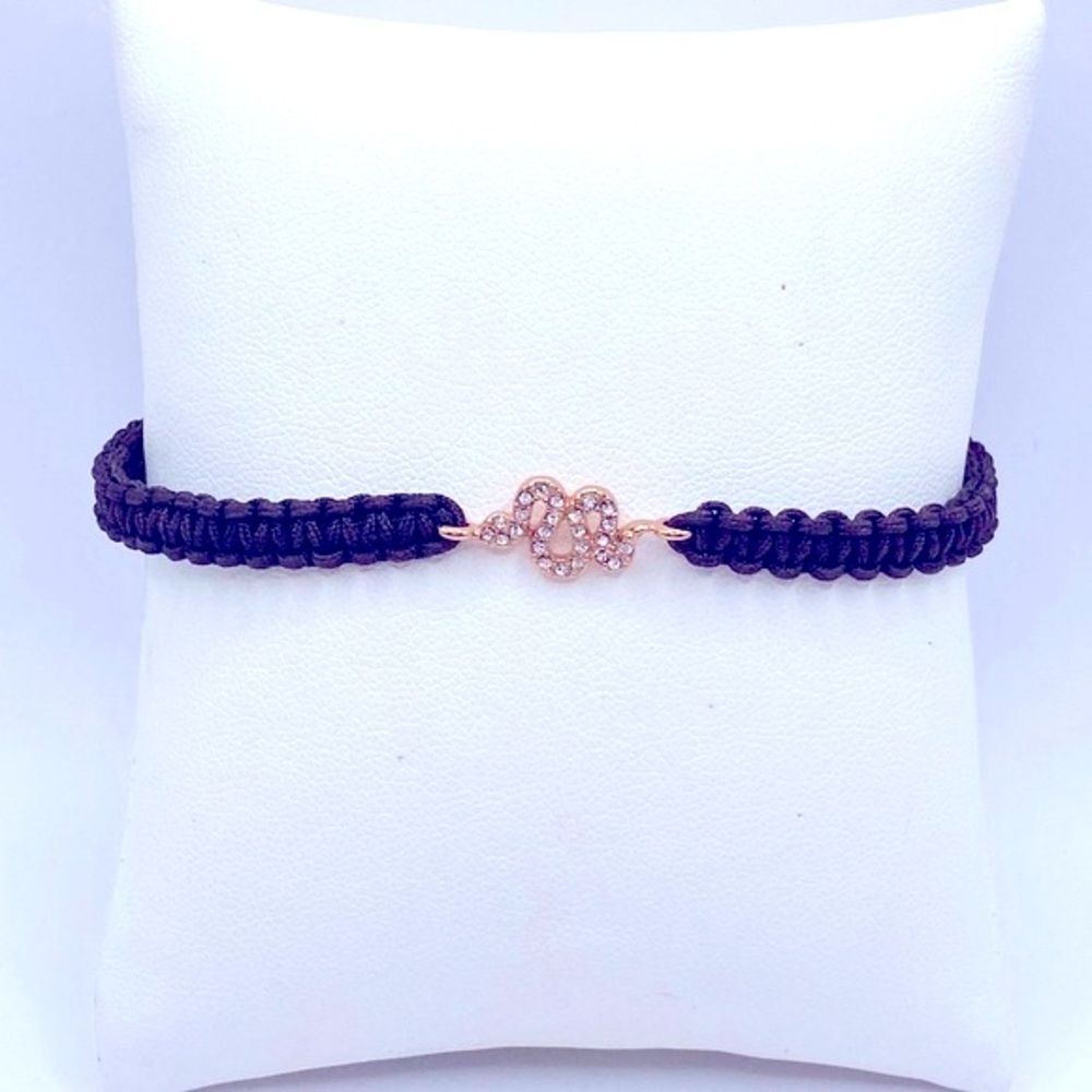 Stella & Dot Dainty Rose Gold Rhinestone Snake Charm Bracelet
